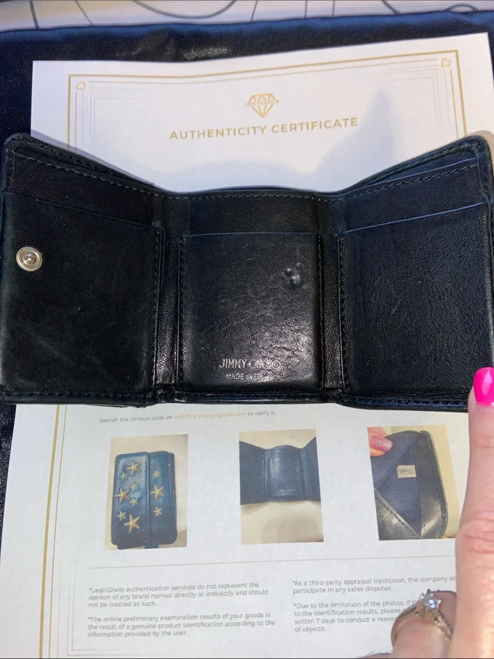 Jimmy Choo Black Leather Star-Embellished Small Wallet - Picture 2 of 7